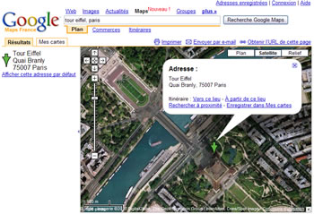 GoogleMap - la tour Eiffel